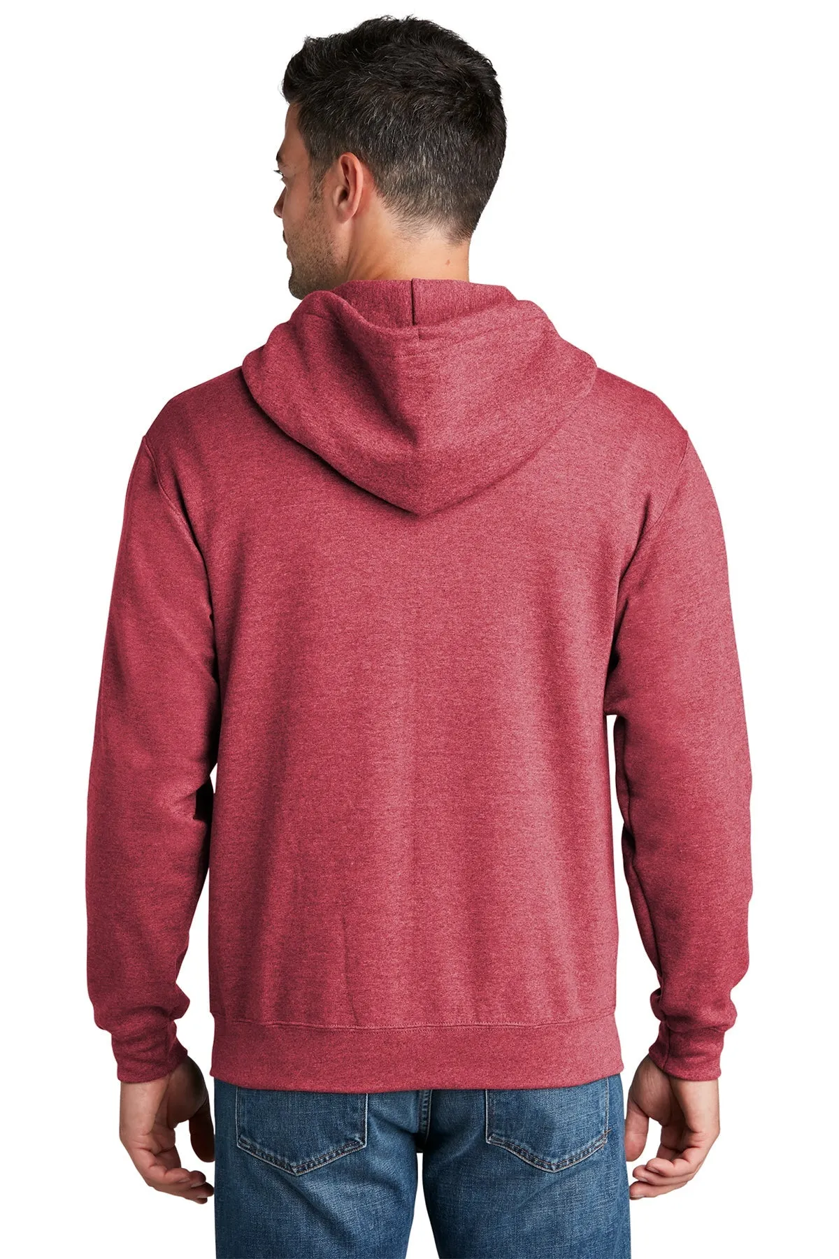 Port & Company Core Fleece Custom Zip Hoodies, Heather Red