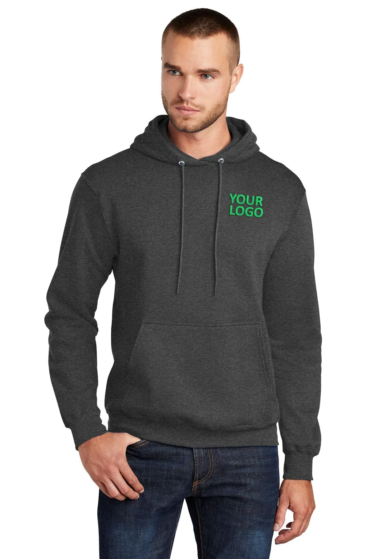 Port & Company Core Fleece Customized Hoodies, Dark Heather Grey