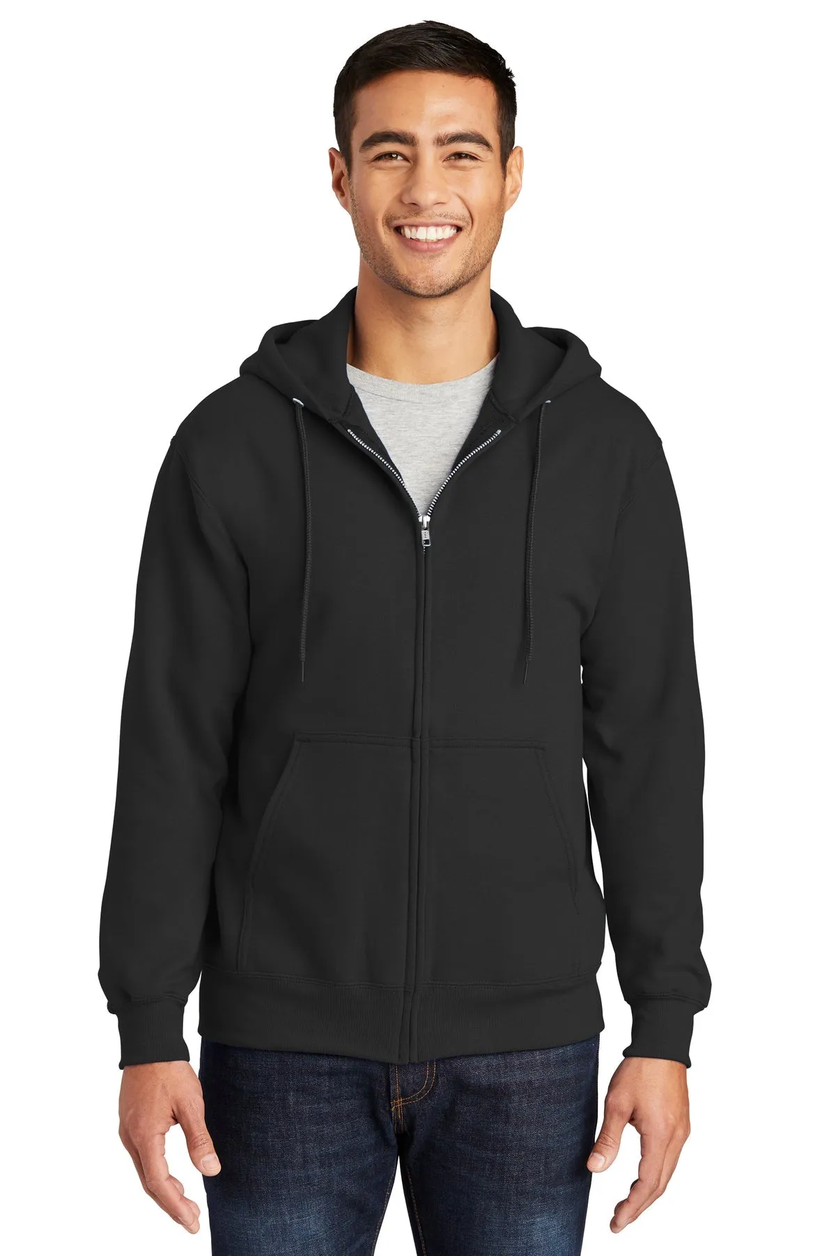 Port & Company Essential Fleece Customized Zip Hoodies, Jet Black