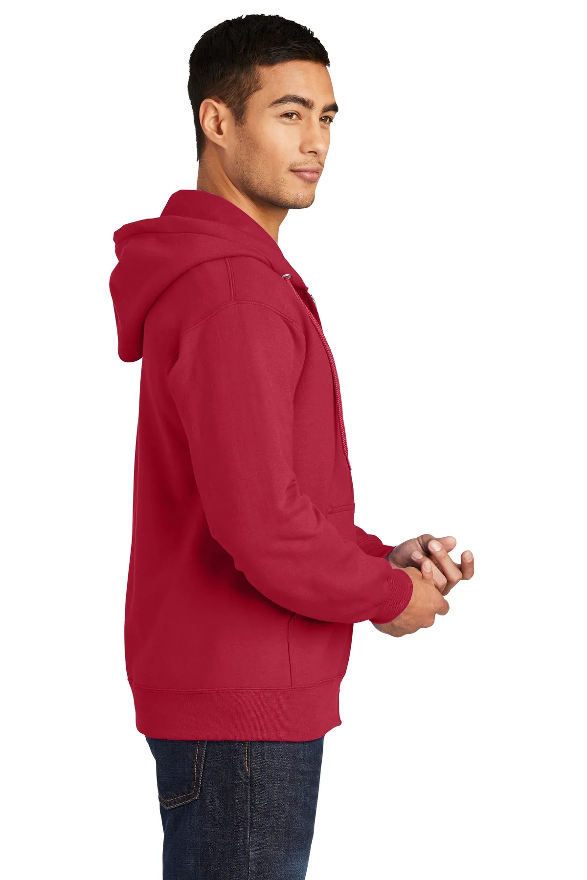 Port & Company Essential Fleece Customized Zip Hoodies, Red