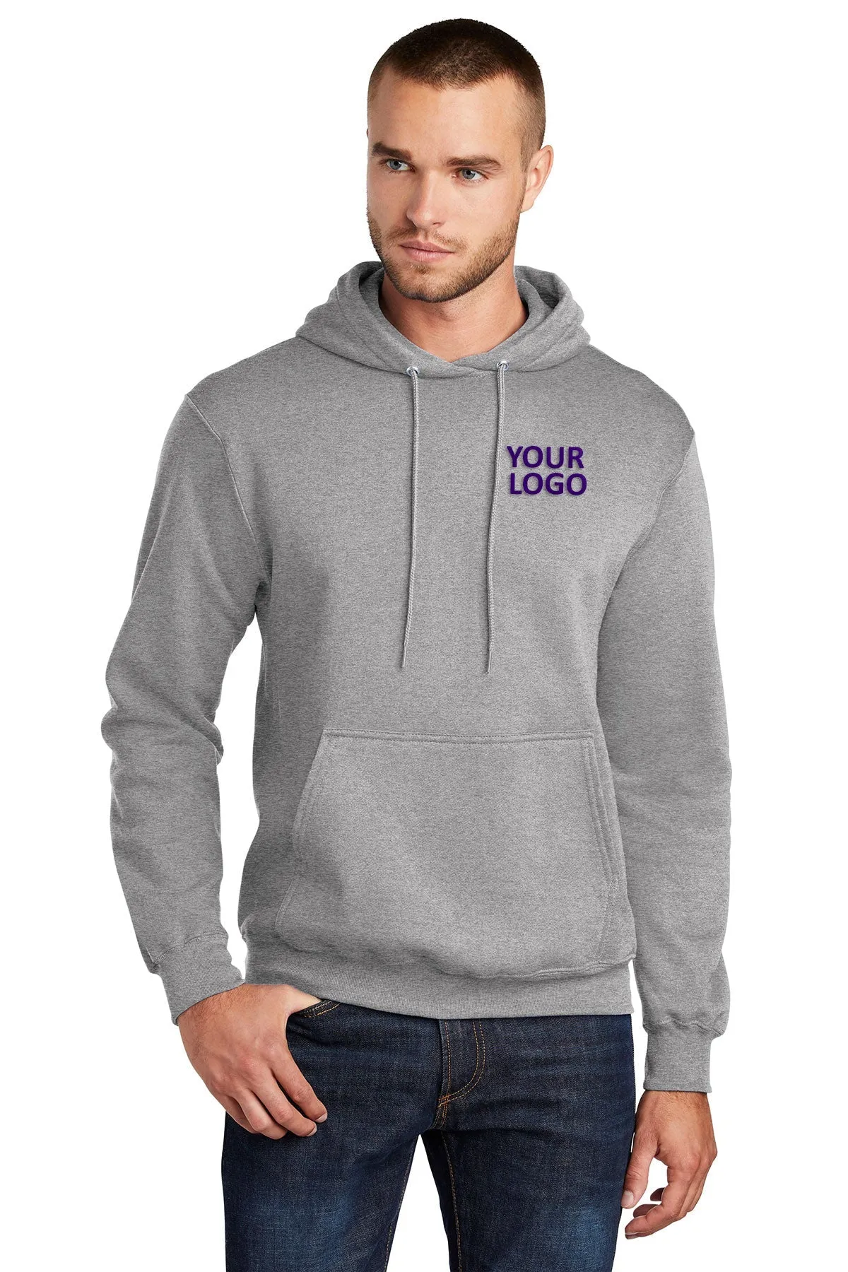 Port & Company Tall Core Fleece Branded Hoodies, Athletic Heather