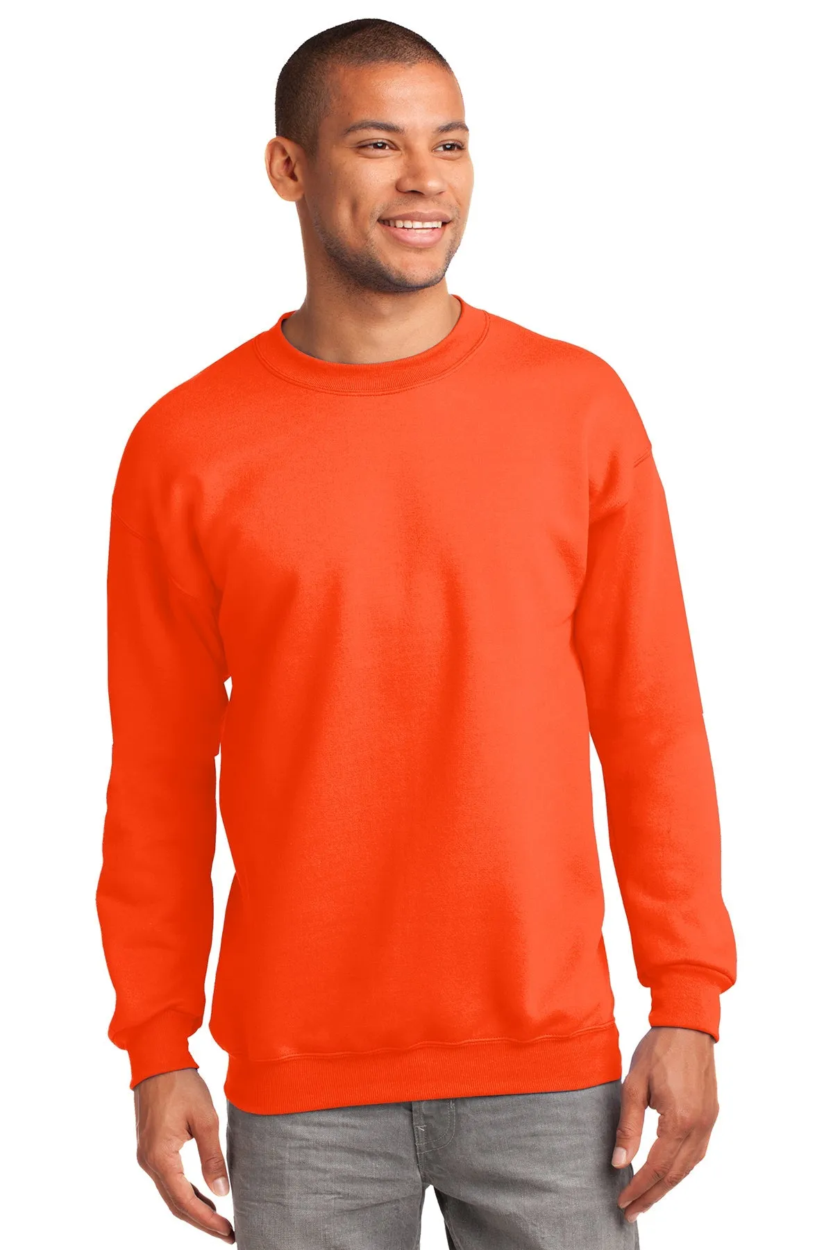 Port & Company Tall Essential Fleece Branded Sweatshirts, Safety Orange