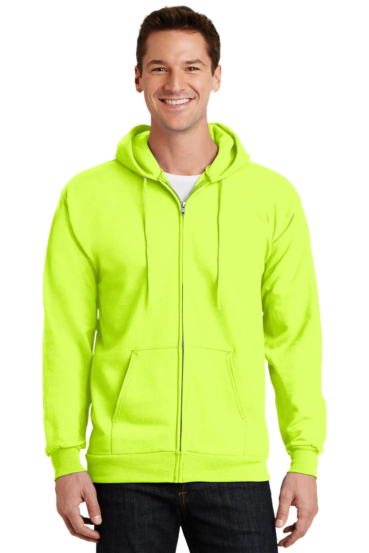 Port & Company Tall Essential Fleece Zip Custom Hoodies, Safety Green