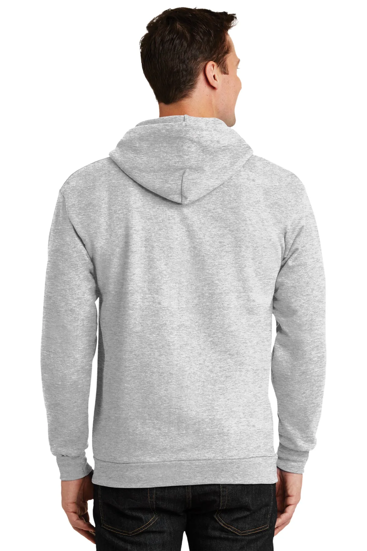 Port & Company Tall Essential Fleece Zip Customized Hoodies, Ash