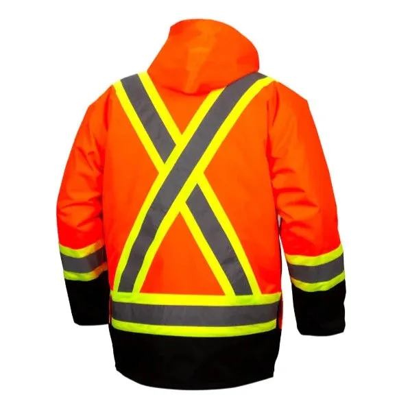 Pyramex® Waterproof Hi-Vis Black Bottom Safety Parka - Type R ANSI Class 3 - RC7P35