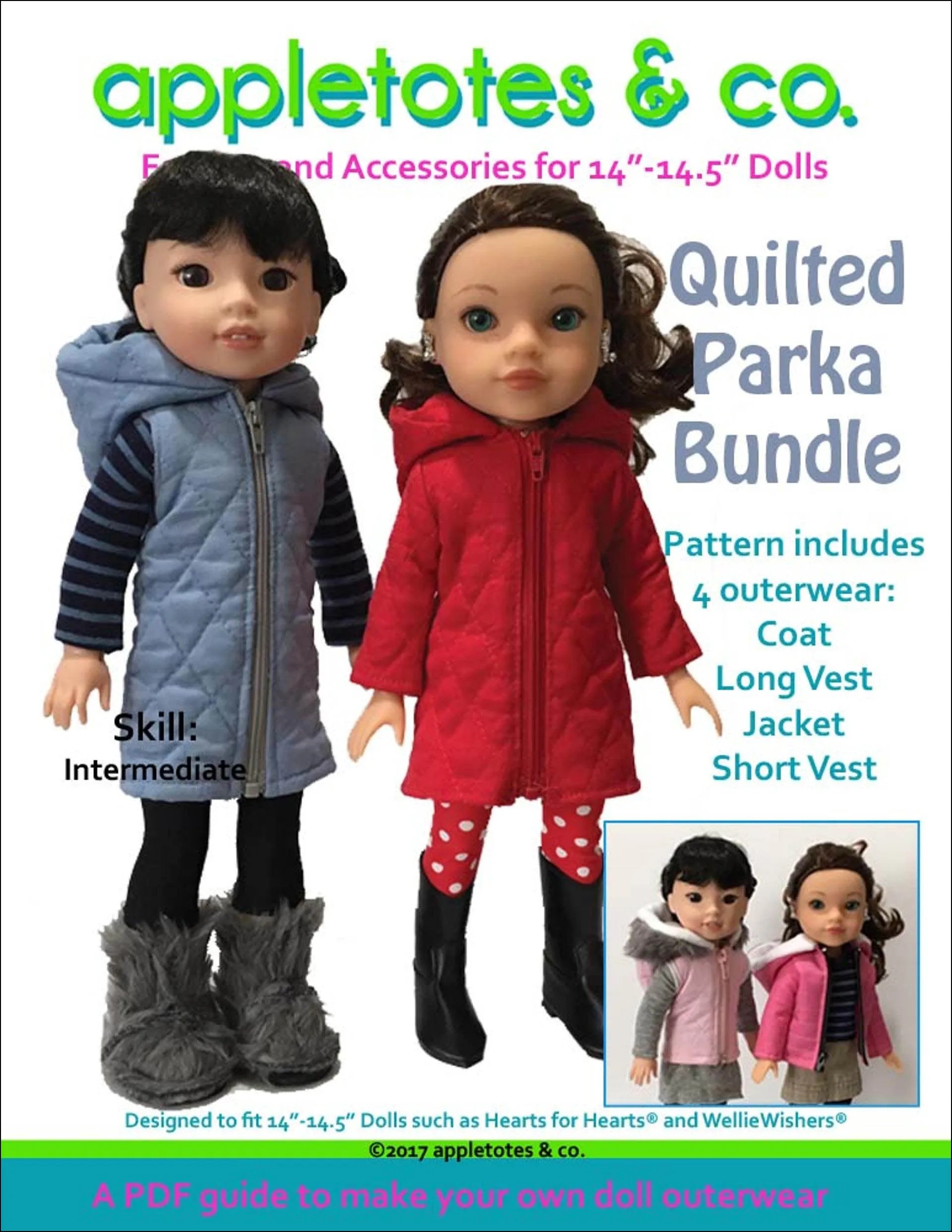 Quilted Parka Bundle Sewing Pattern for 14.5 Inch Dolls