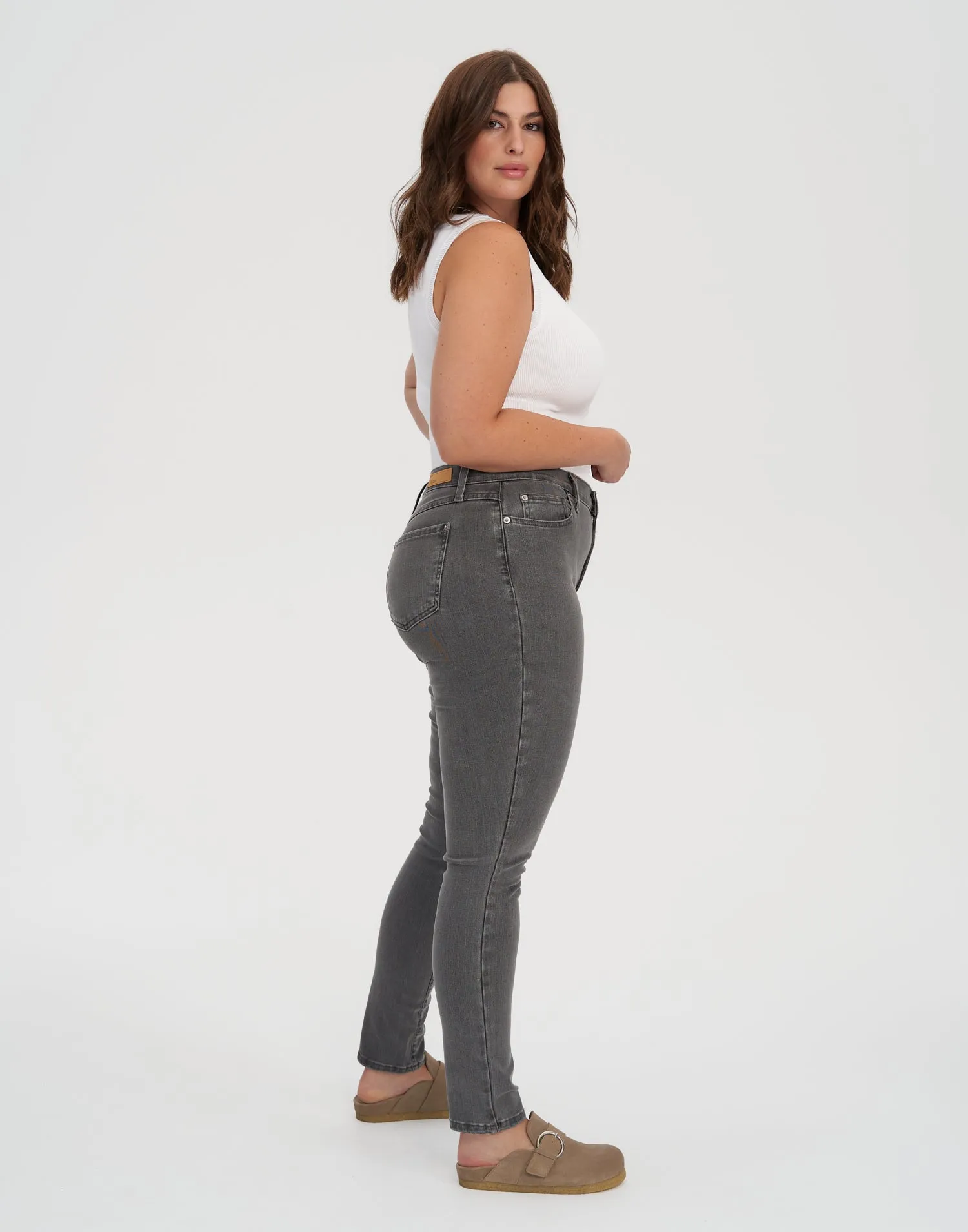 RACHEL SKINNY JEANS / 30" WASHED GREY STEEL