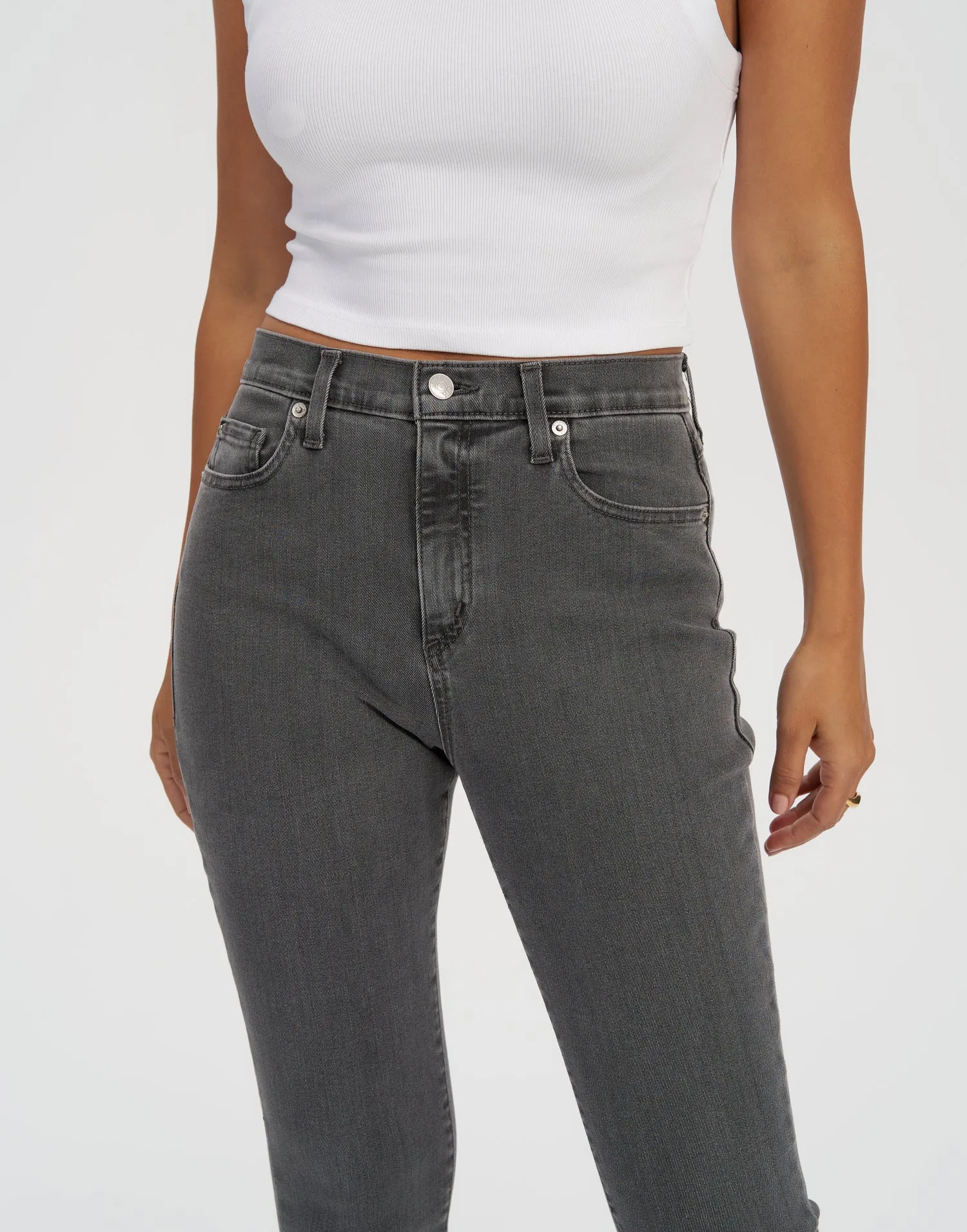 RACHEL SKINNY JEANS / 30" WASHED GREY STEEL