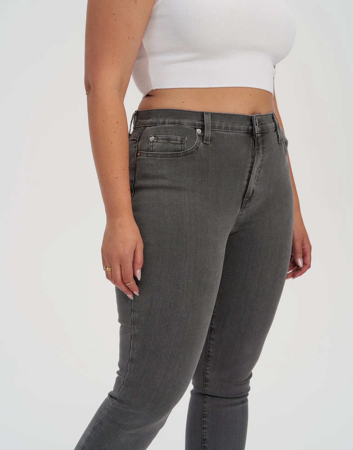 RACHEL SKINNY JEANS / 30" WASHED GREY STEEL