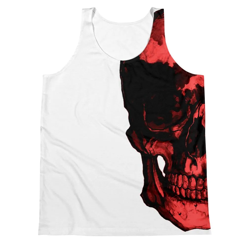 Red Skull Side View White Sublimination Unisex Tank Top by Robert Bowen