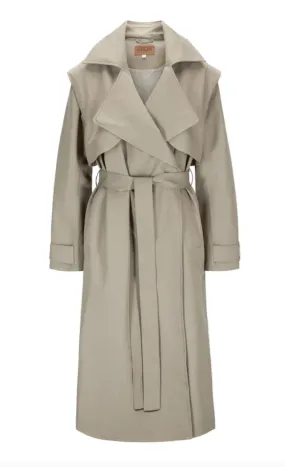 Regndrape Trench Coat Taupe Pinstripe