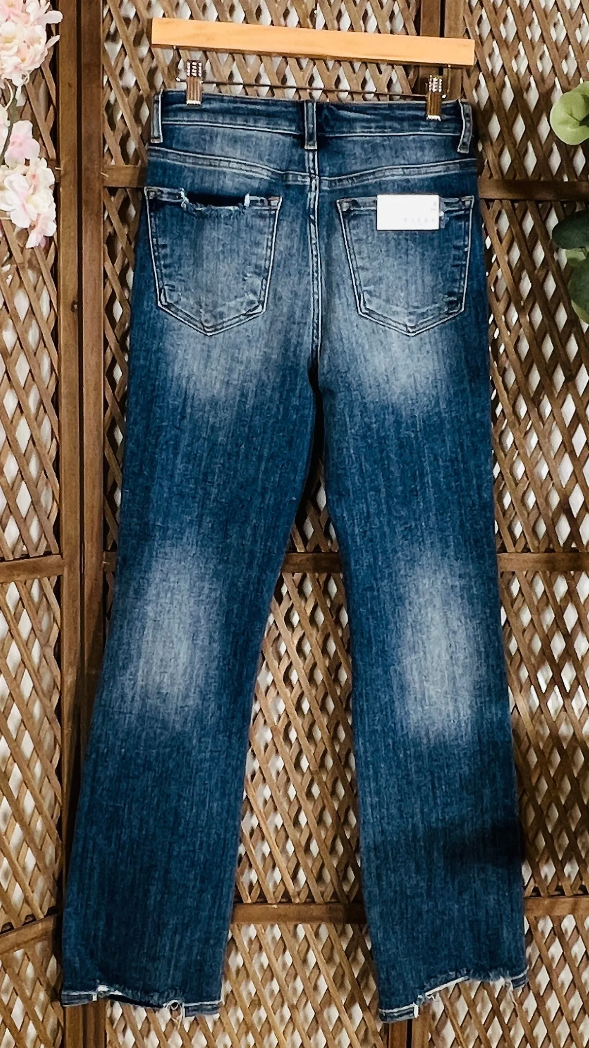 Risen Vintage Washed Straight Leg Jeans