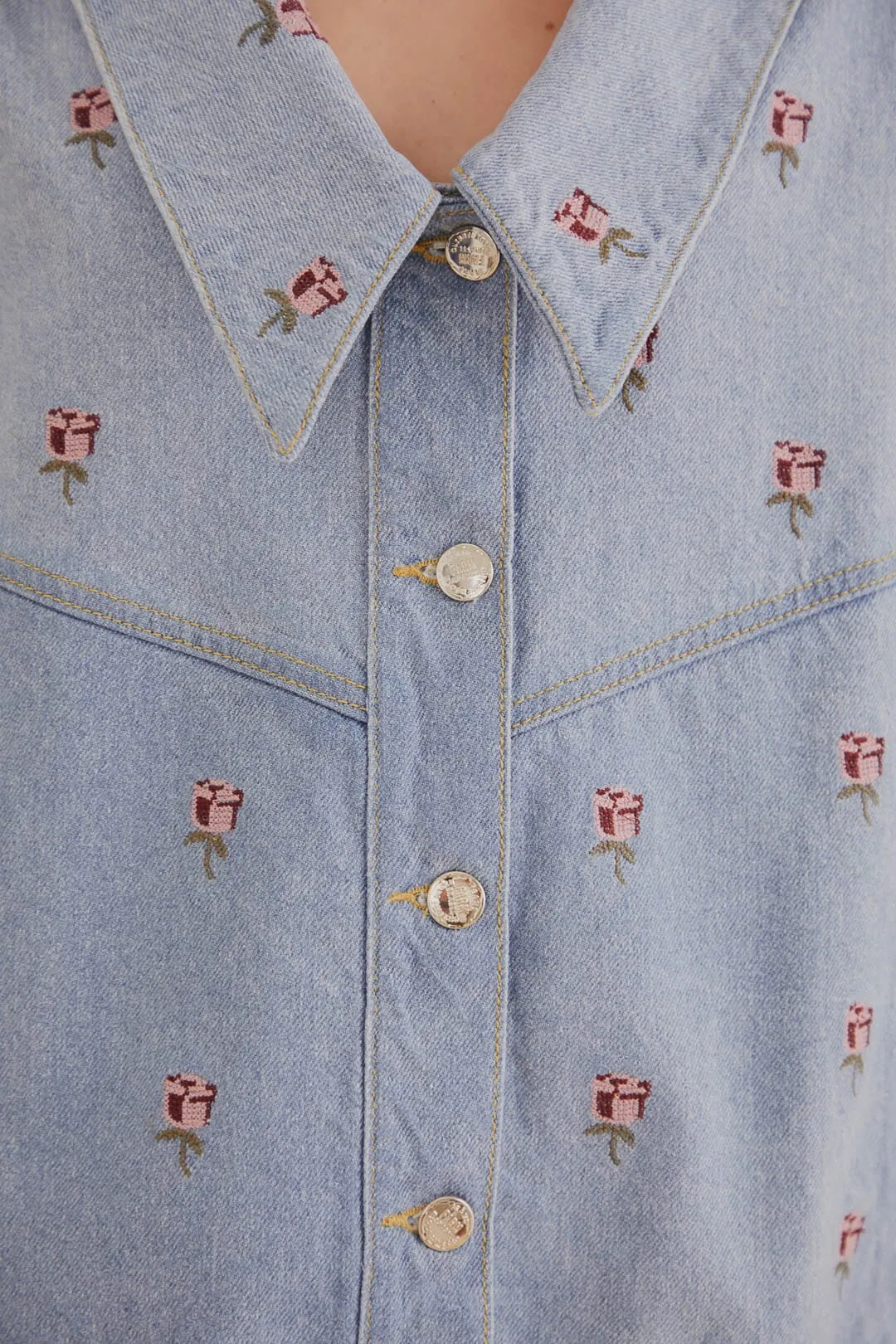 Rose Embroidered Denim Jacket