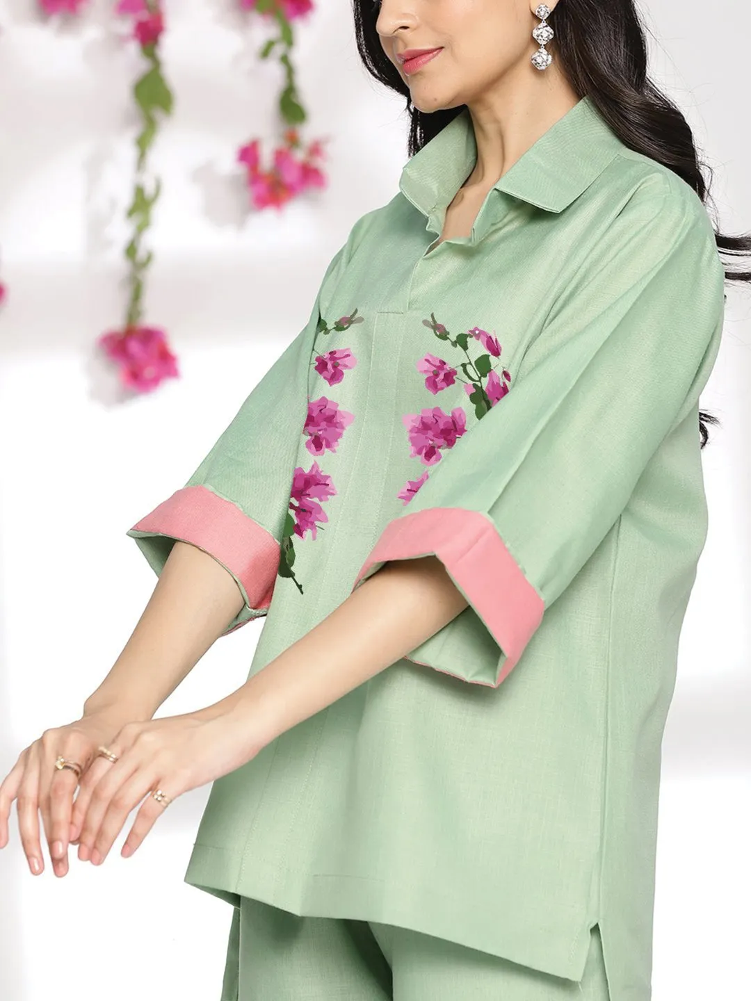 SageGreen CottonSlub ShirtTop - Orquidea