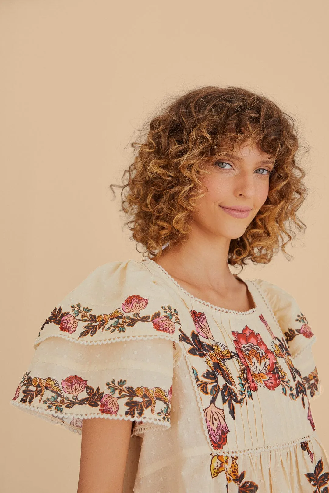 Sand Leopard Flowers Blouse