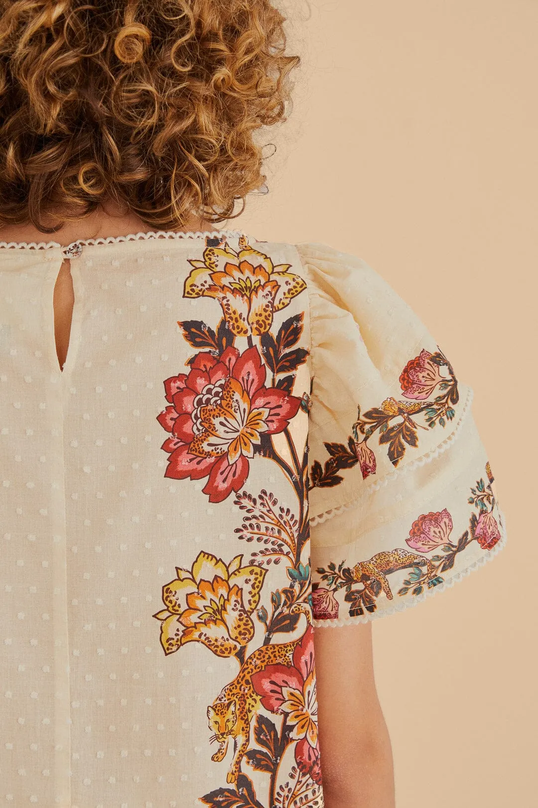 Sand Leopard Flowers Blouse