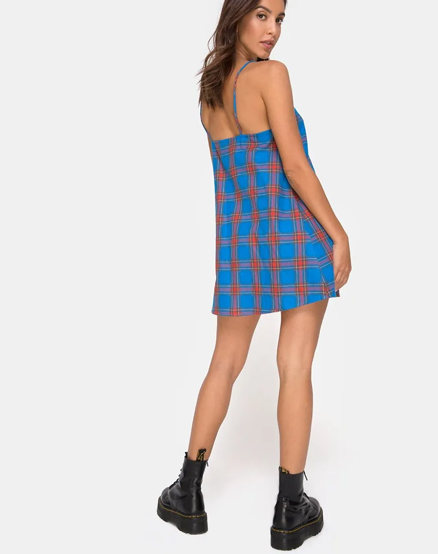 Sanna Slip Dress in Blue and Red Check