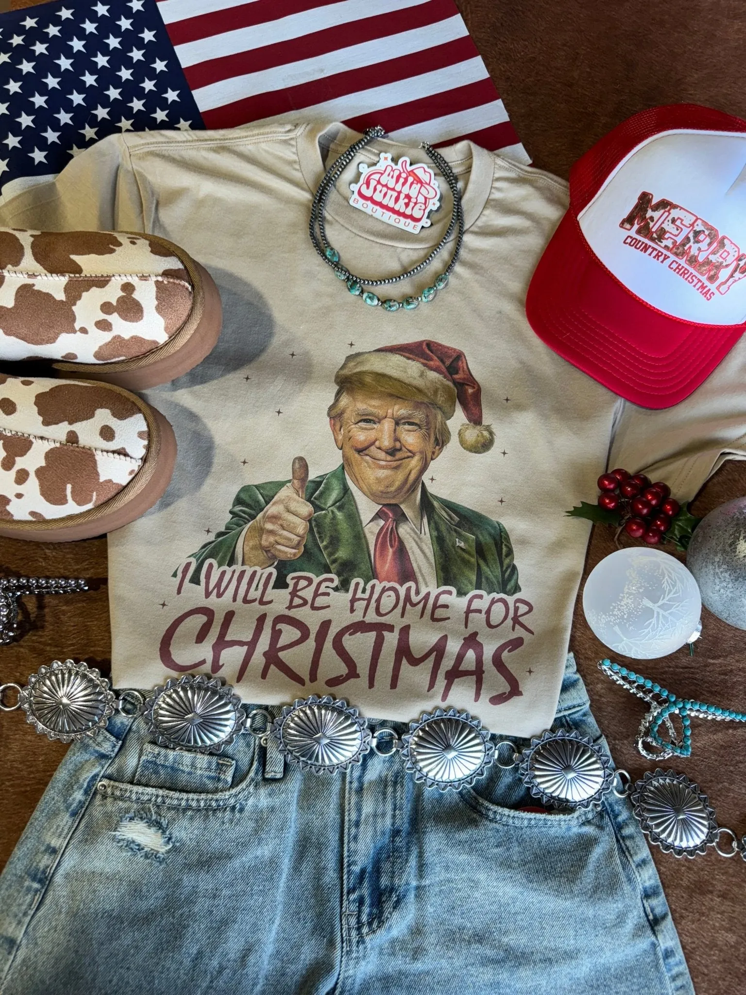 Santa Trump Home for Christmas Graphic Tee