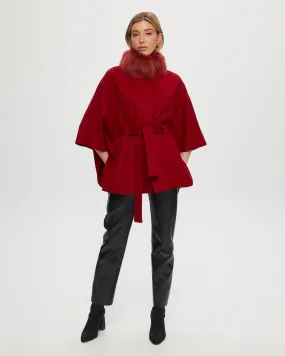 Select Wool Belted Cape with Toscana Shearling Lamb Collar