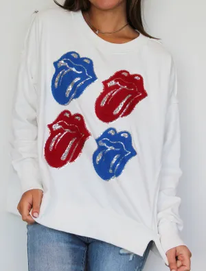 Sequin Kiss Patch Pullover