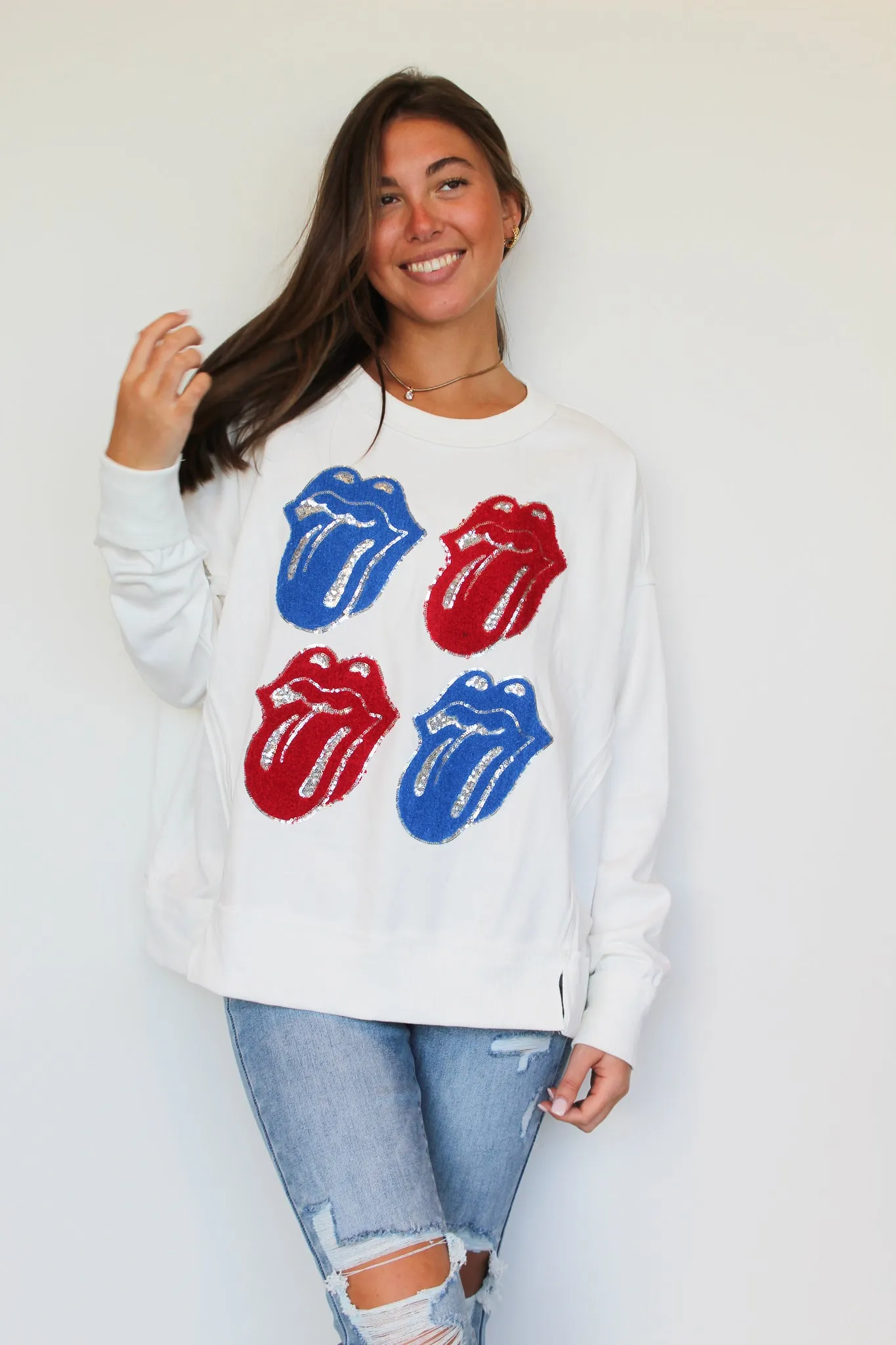 Sequin Kiss Patch Pullover