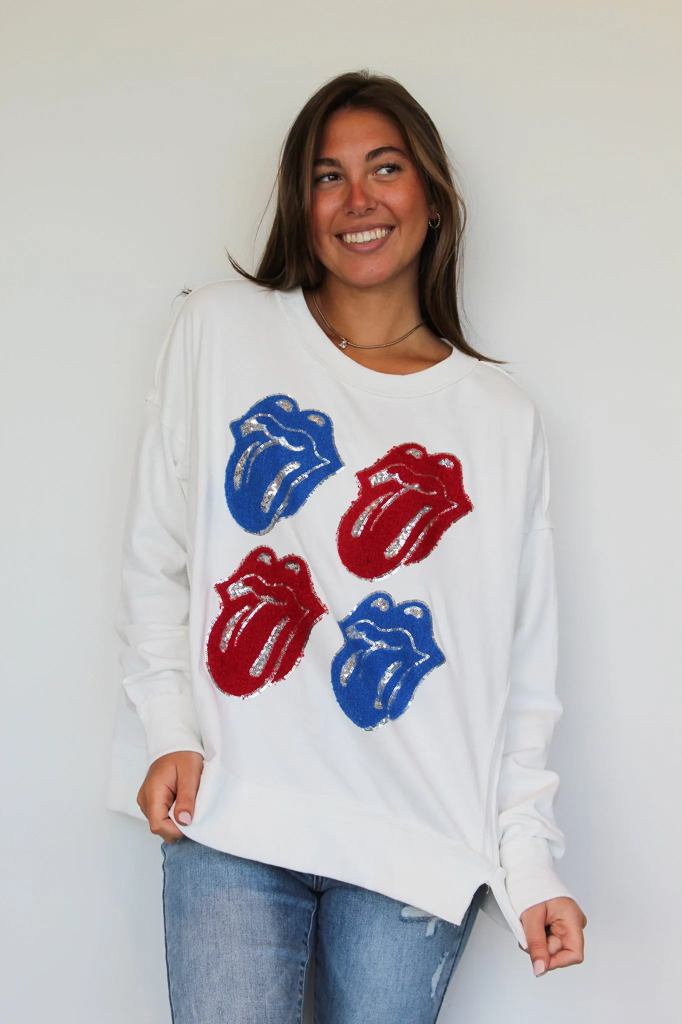 Sequin Kiss Patch Pullover