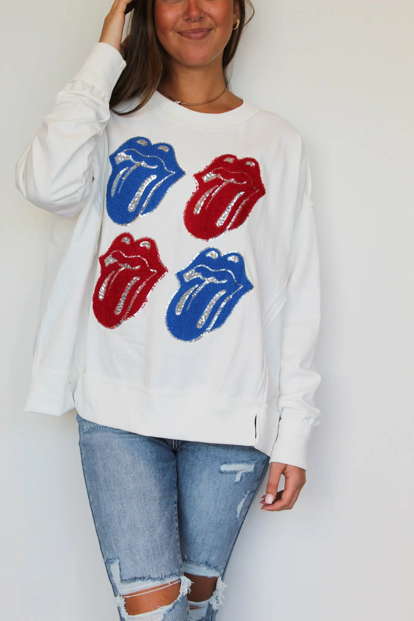 Sequin Kiss Patch Pullover