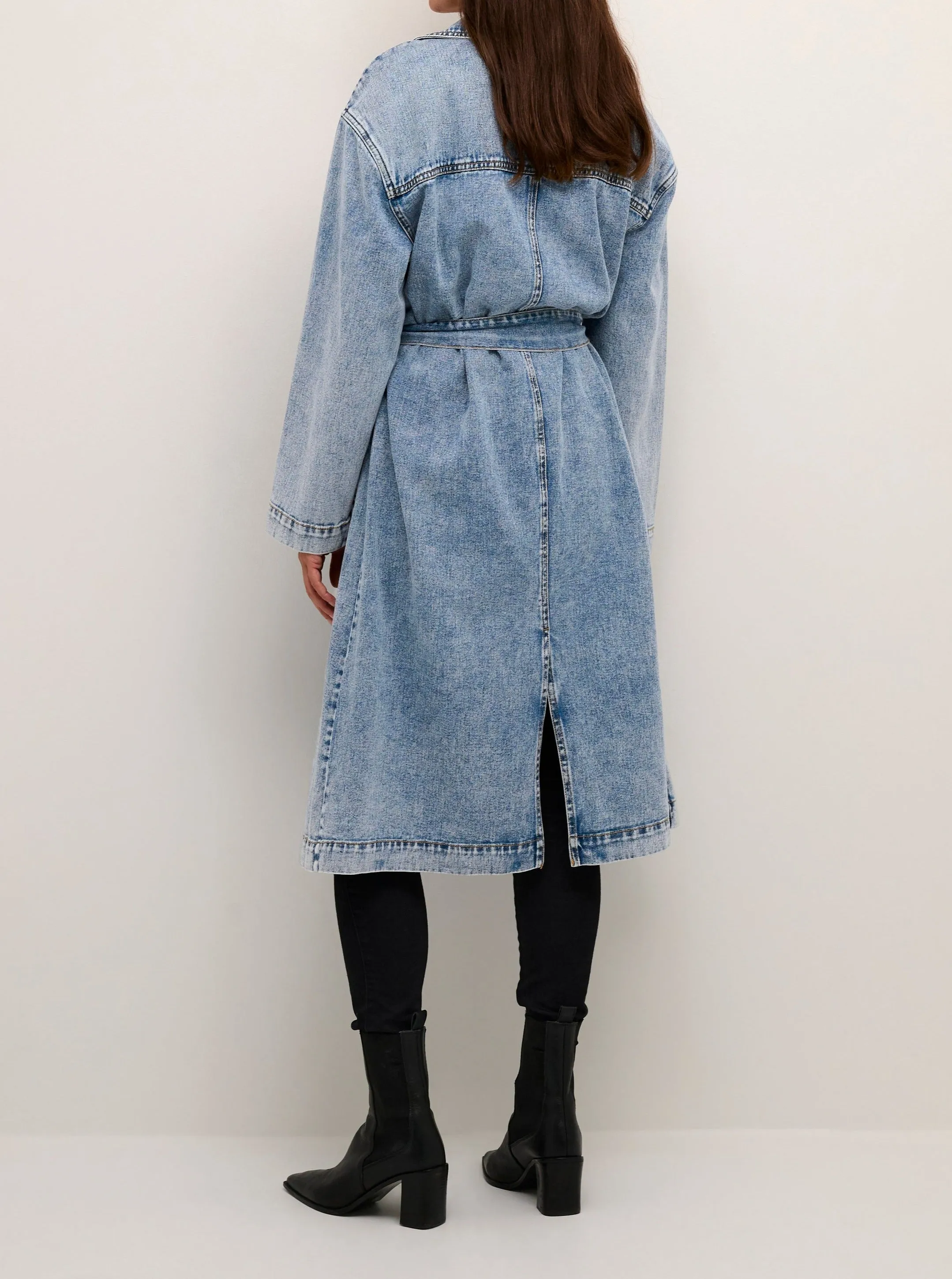 SIDSEL DENIM TRENCH COAT | WASHED BLUE DENIM