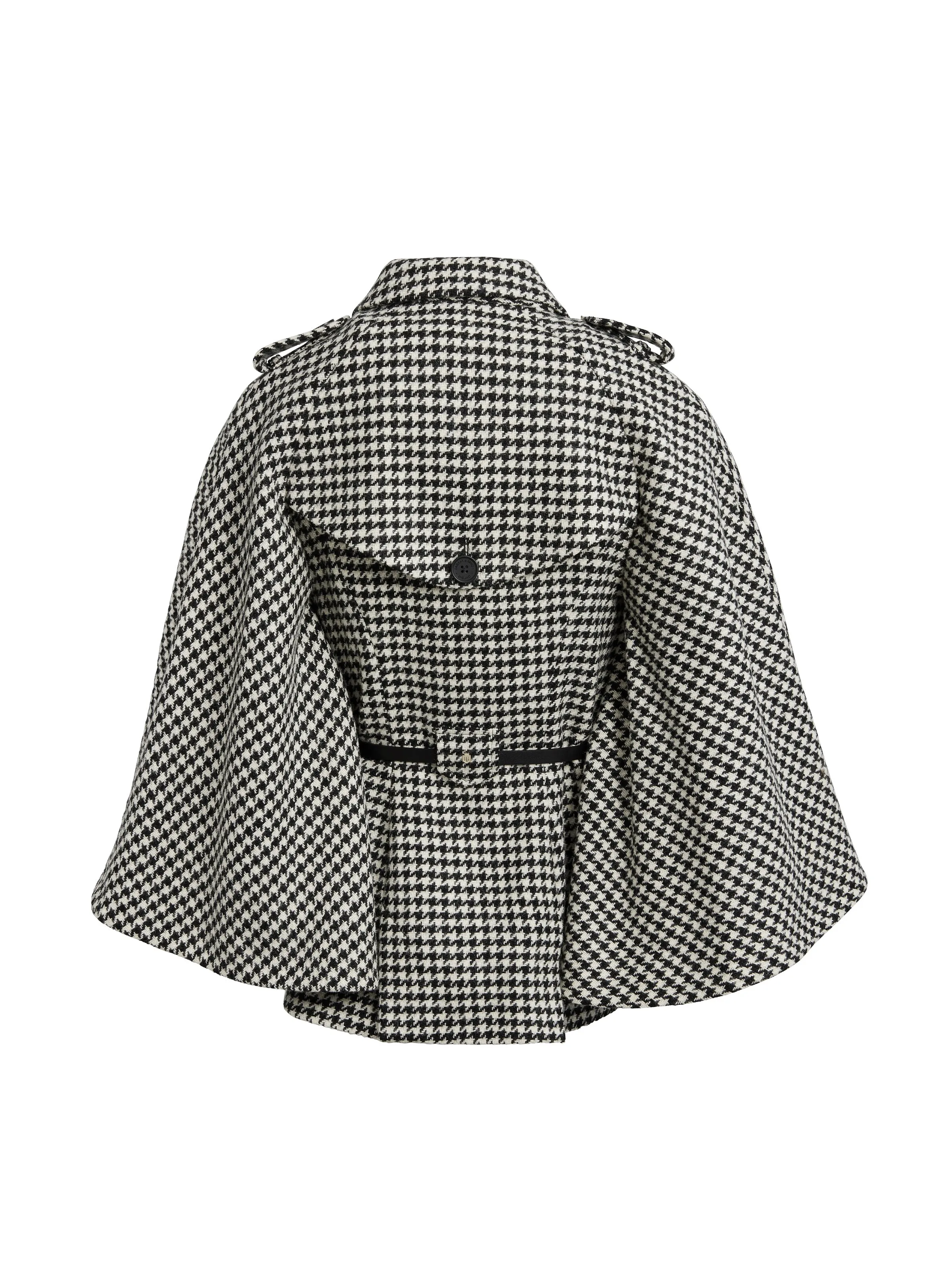 Sienna Wool Cape - Monochrome Houndstooth