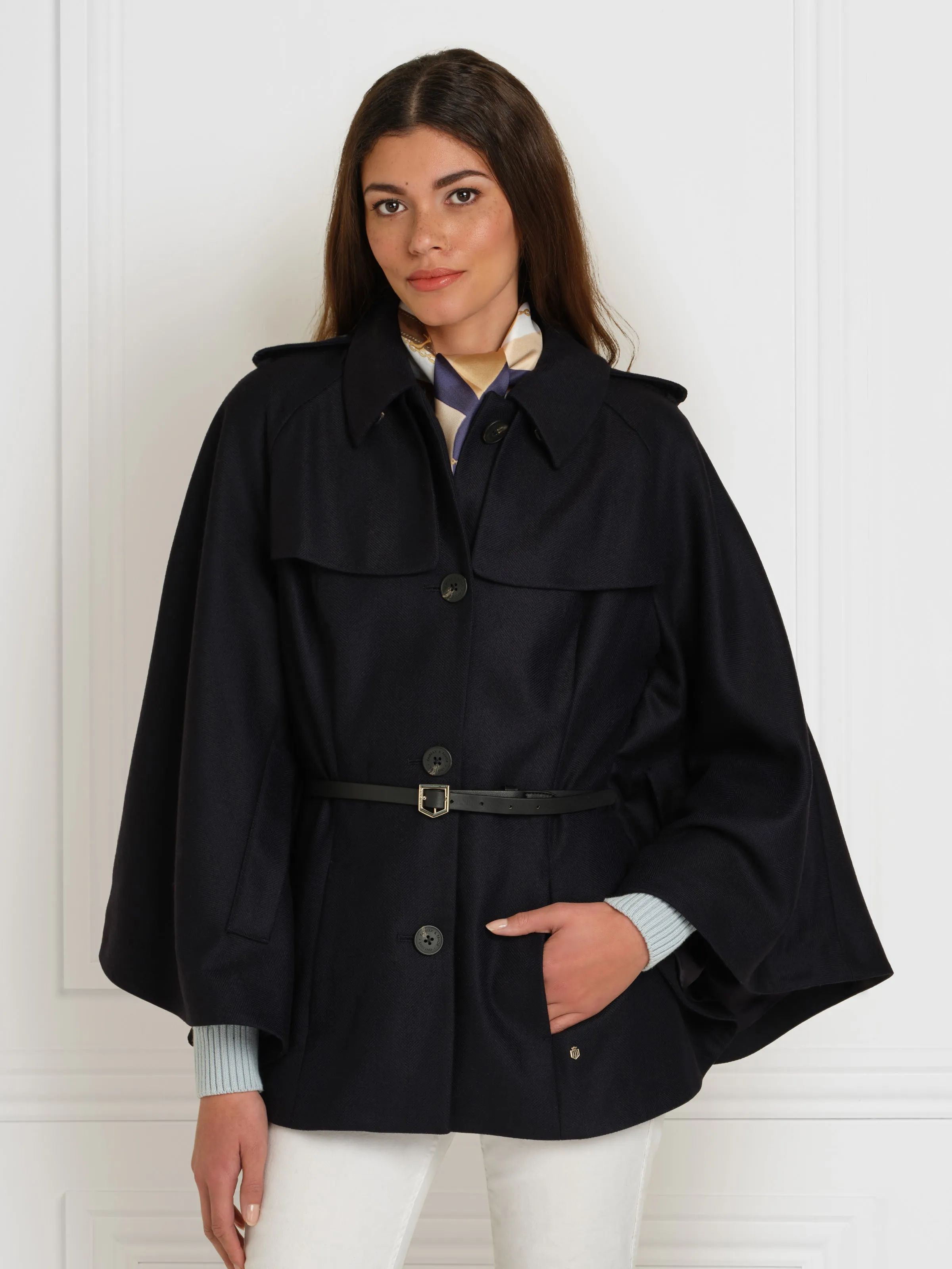 Sienna Wool Cape - Navy