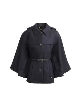 Sienna Wool Cape - Navy