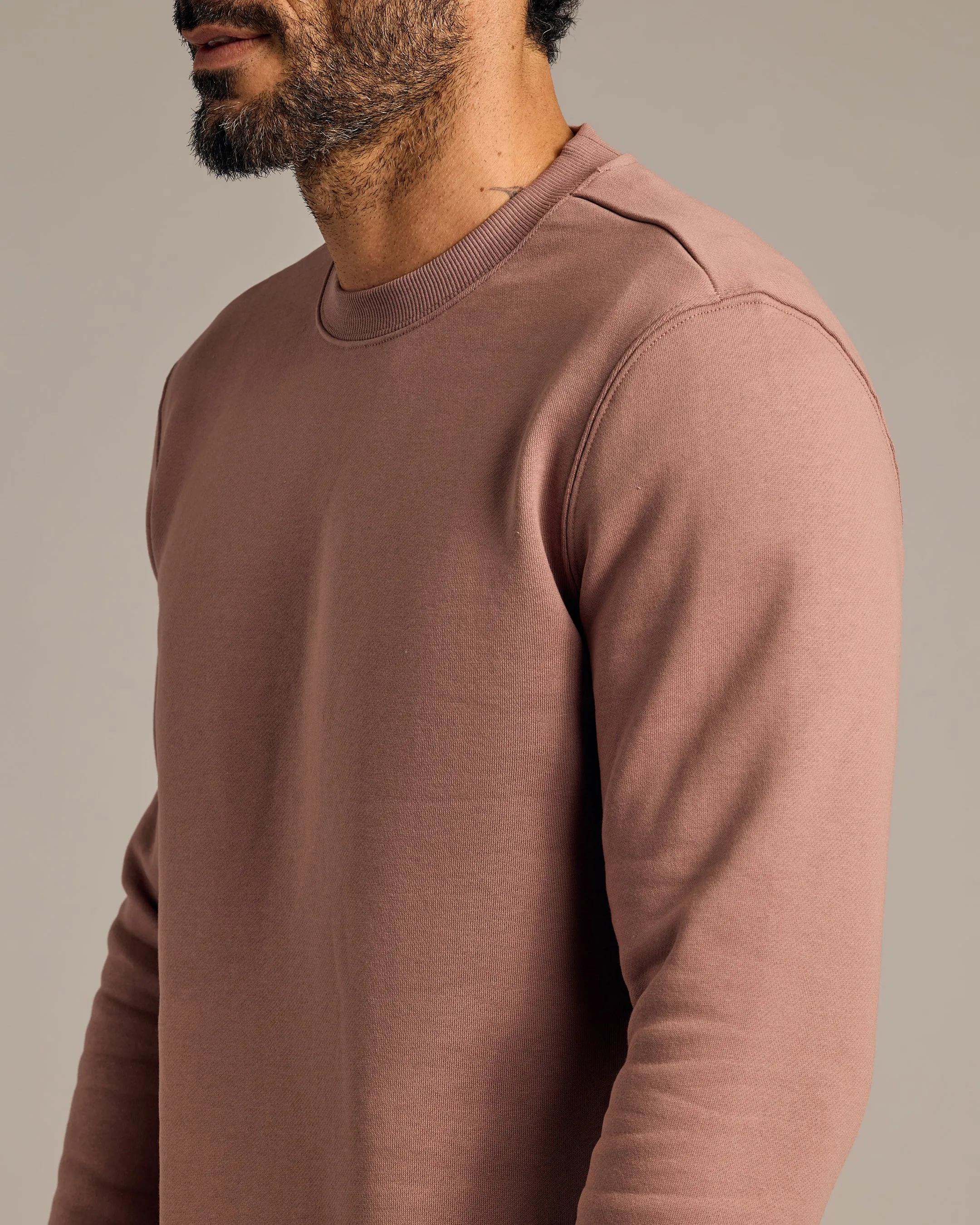 Slate Mauve Fleece French Terry Pullover Crew Neck