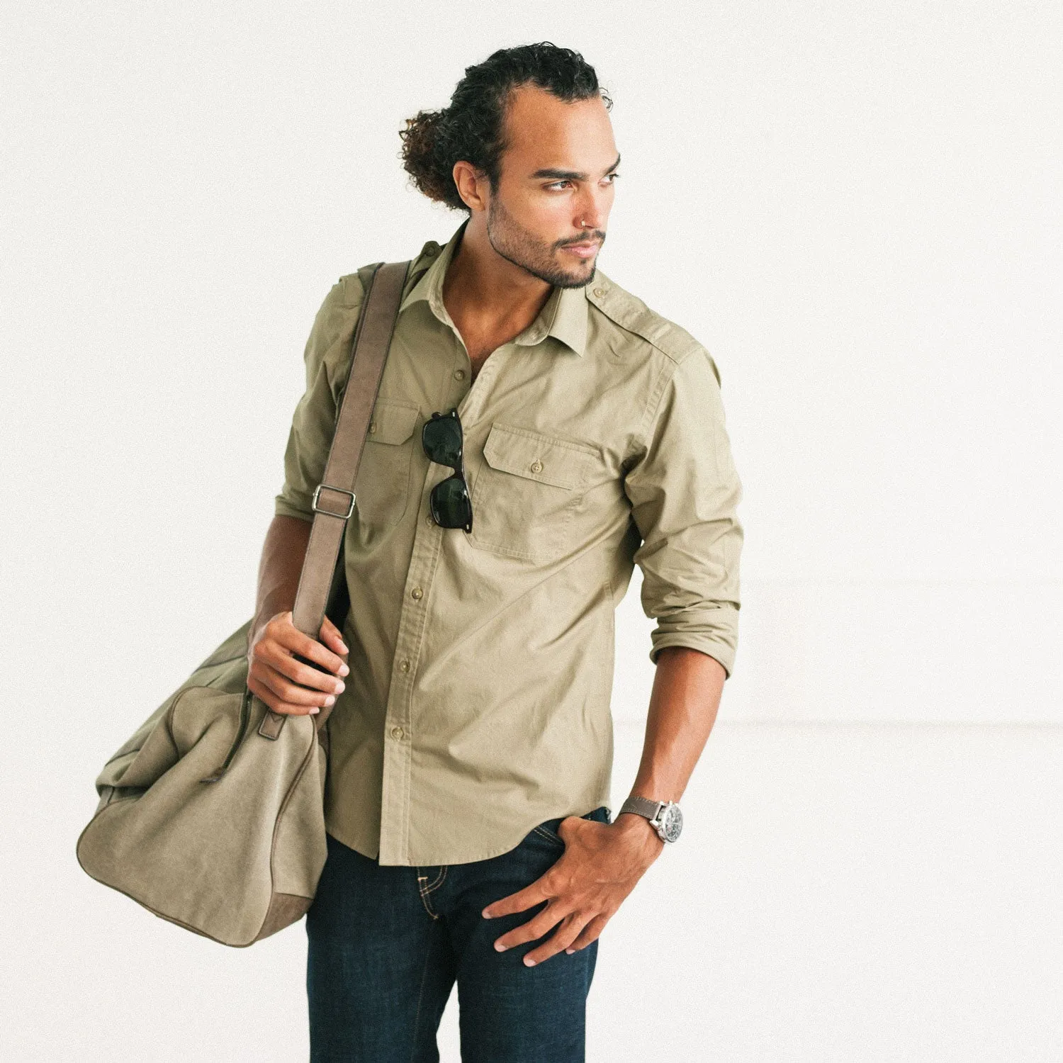 Smith Utility Shirt – Light Fatigue Khaki Cotton Twill