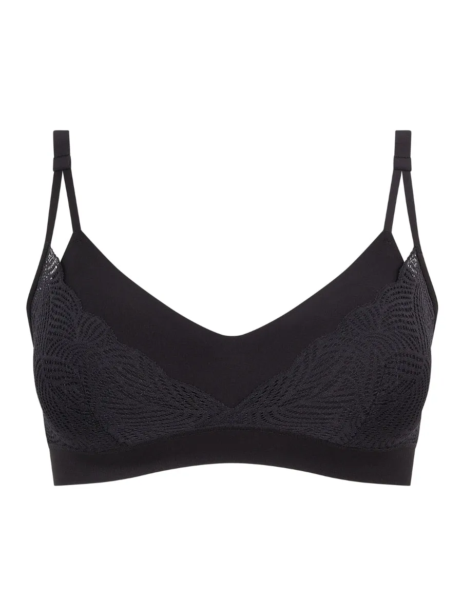 SoftStretch Lace Removable Padding Bralette - Black