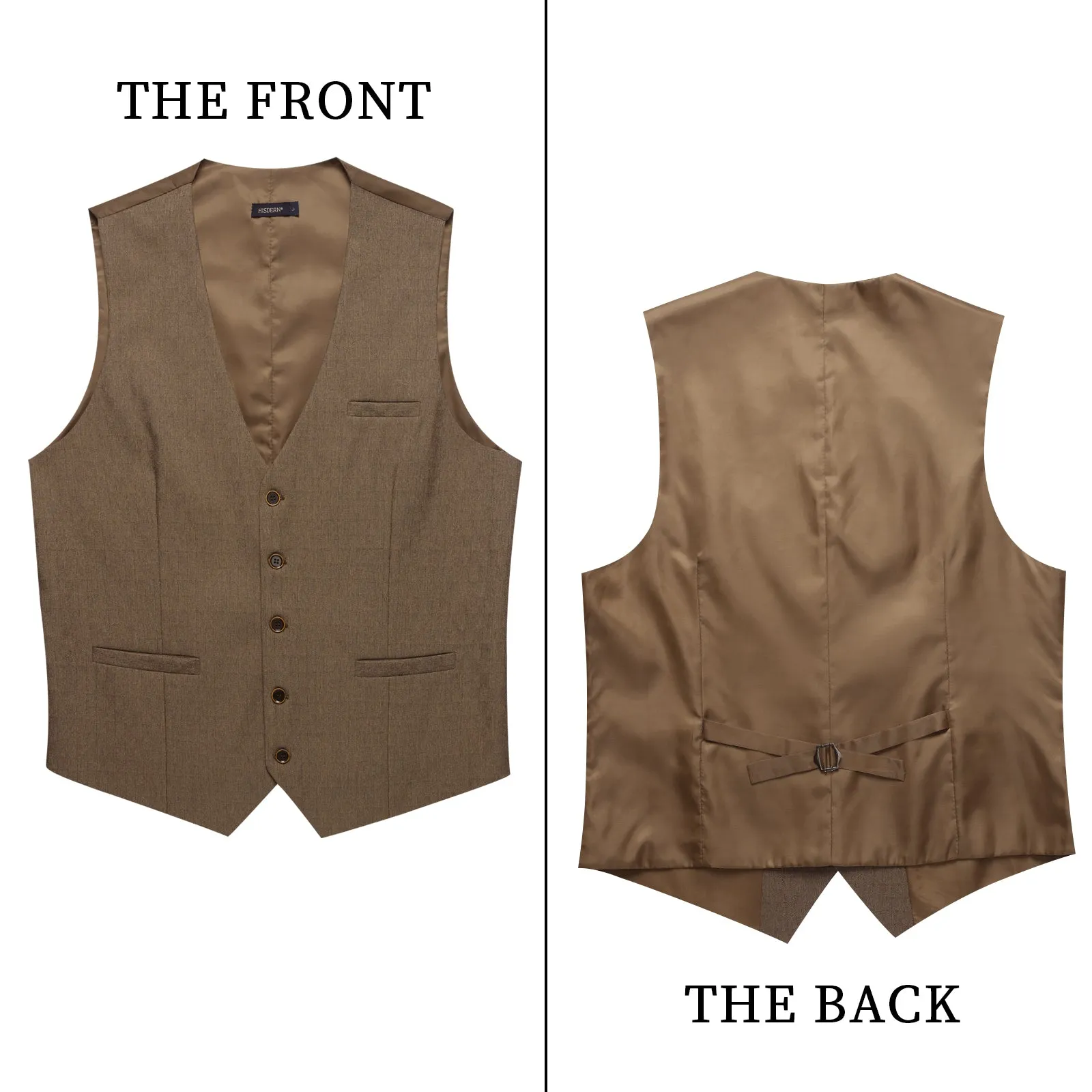 Solid Slim Suit Vest - F-KHAKI