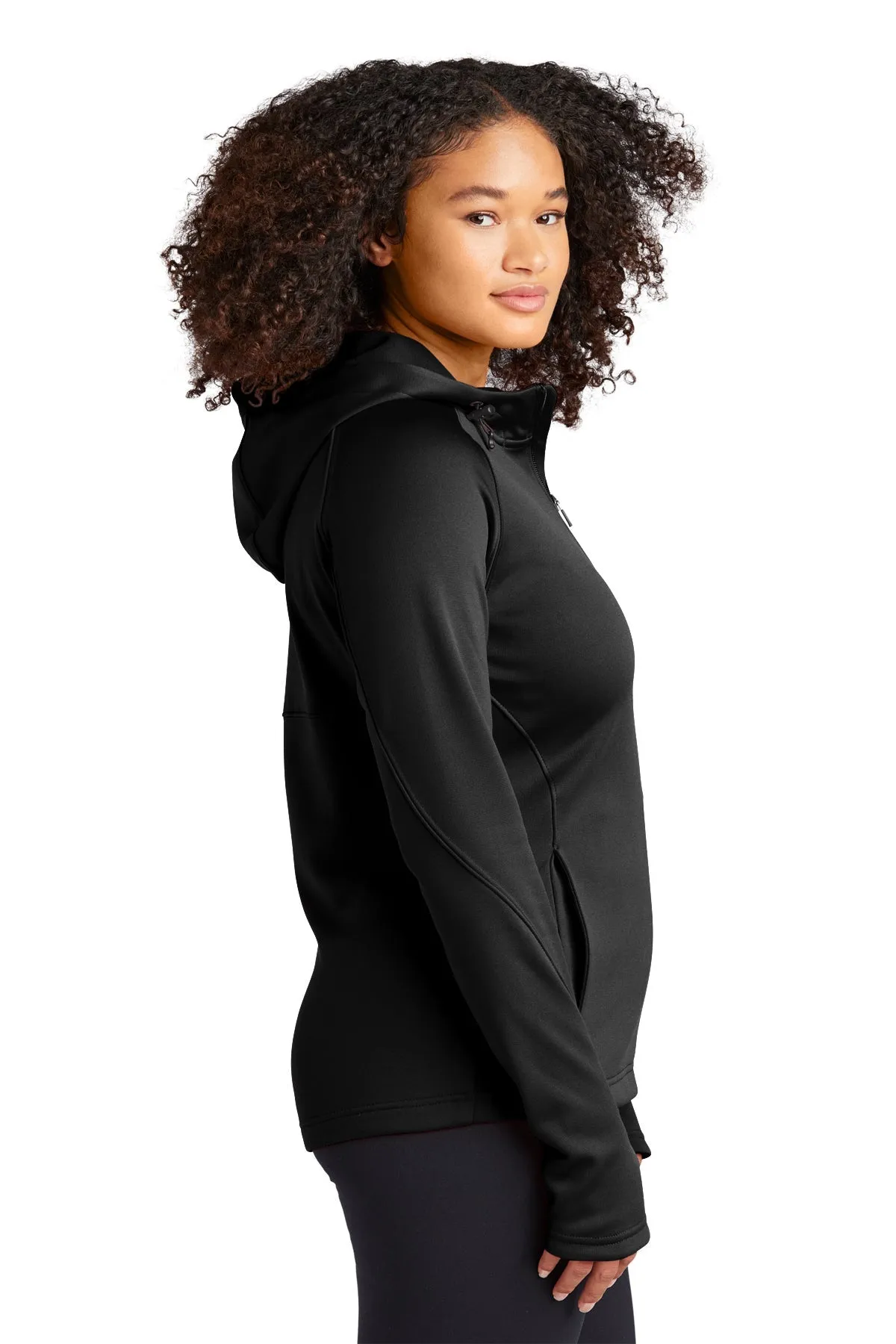 Sport-Tek Ladies Tech Fleece Customized Full-Zip Hooded Jackets, Black