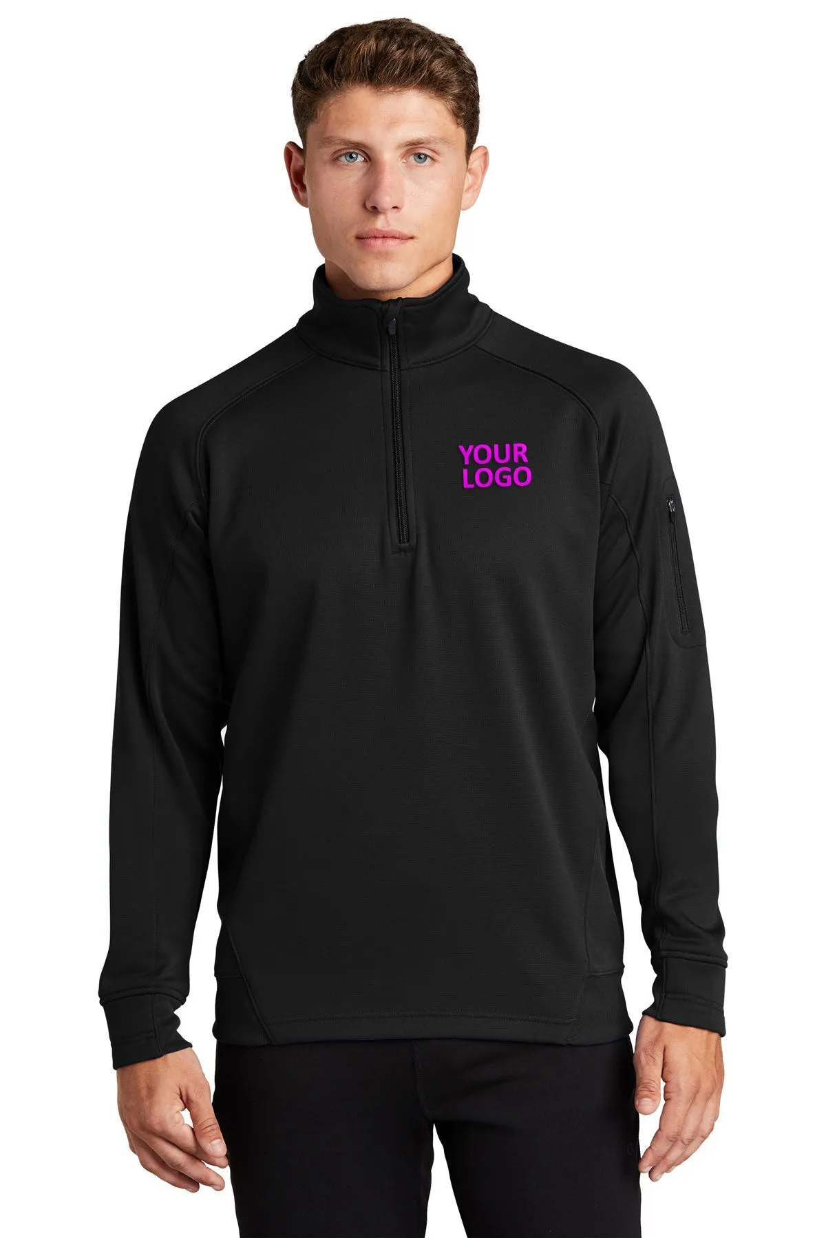 Sport-Tek Tech Fleece Custom 1/4-Zip Pullovers, Black