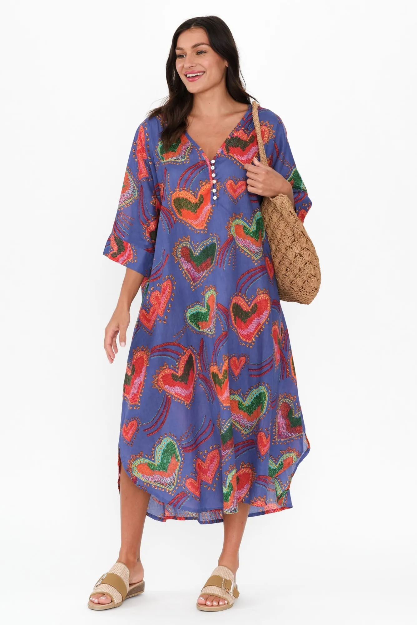 Stella Purple Heart Cotton Shirt Dress