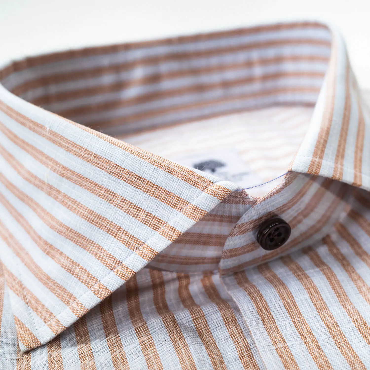 Striped Linen-Cotton Dress Shirt - Tan