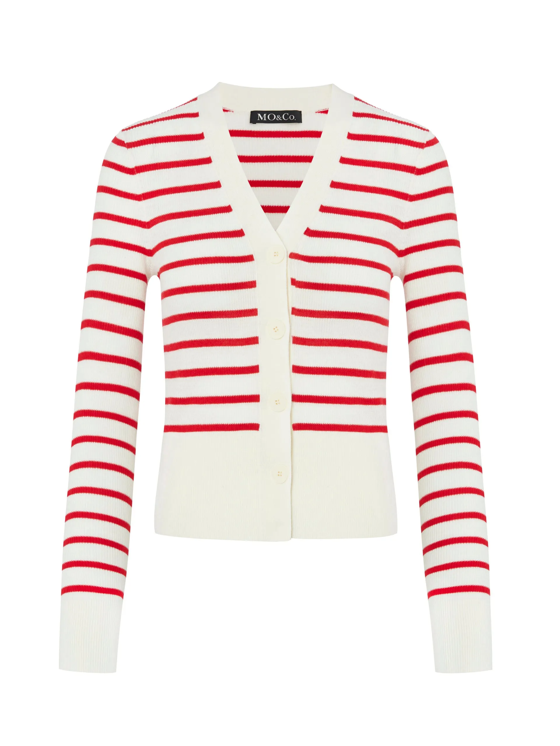 Striped V Neck Wool Cardigan