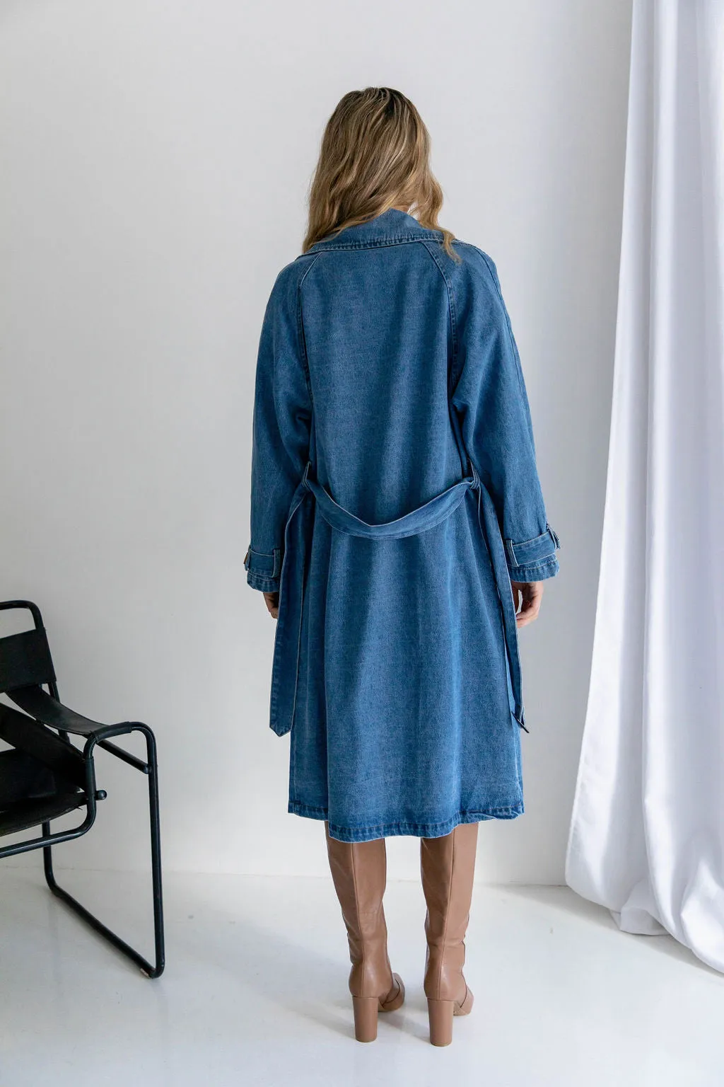 Suki Denim Trench Coat - Blue