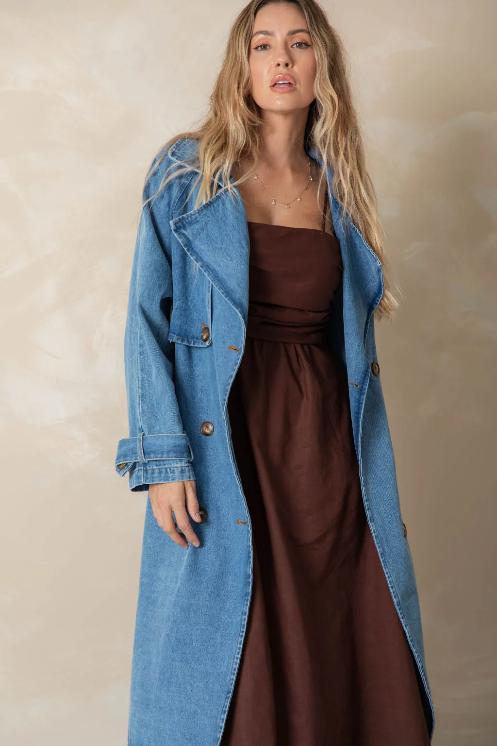 Suki Denim Trench Coat - Blue