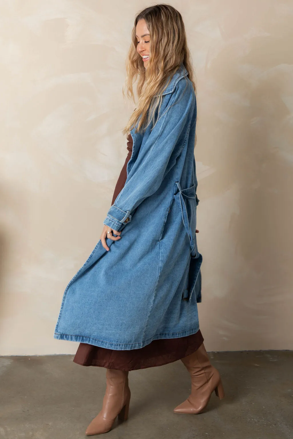 Suki Denim Trench Coat - Blue