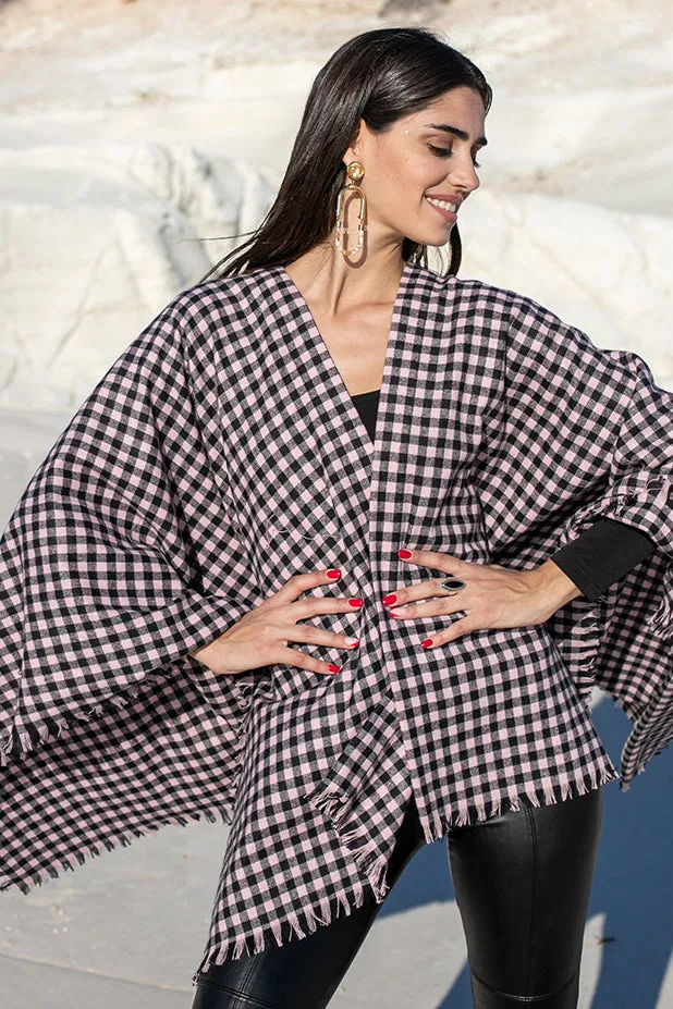 Sun Sea & Roses – Vesta Checked Cape Pink