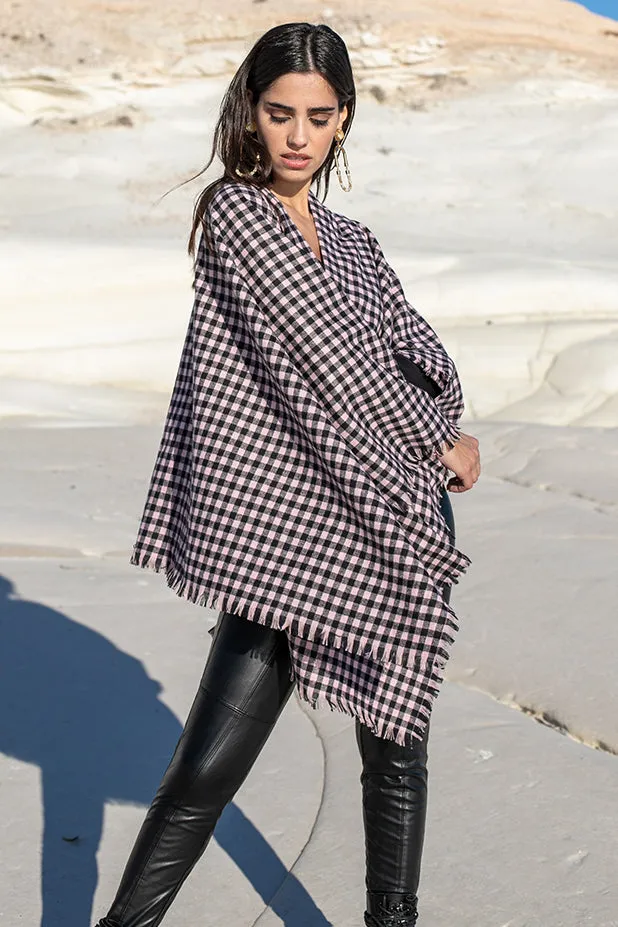 Sun Sea & Roses – Vesta Checked Cape Pink