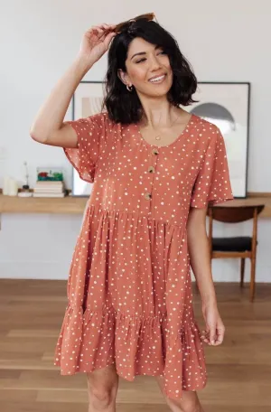 Sweet Dots Dress in Brick