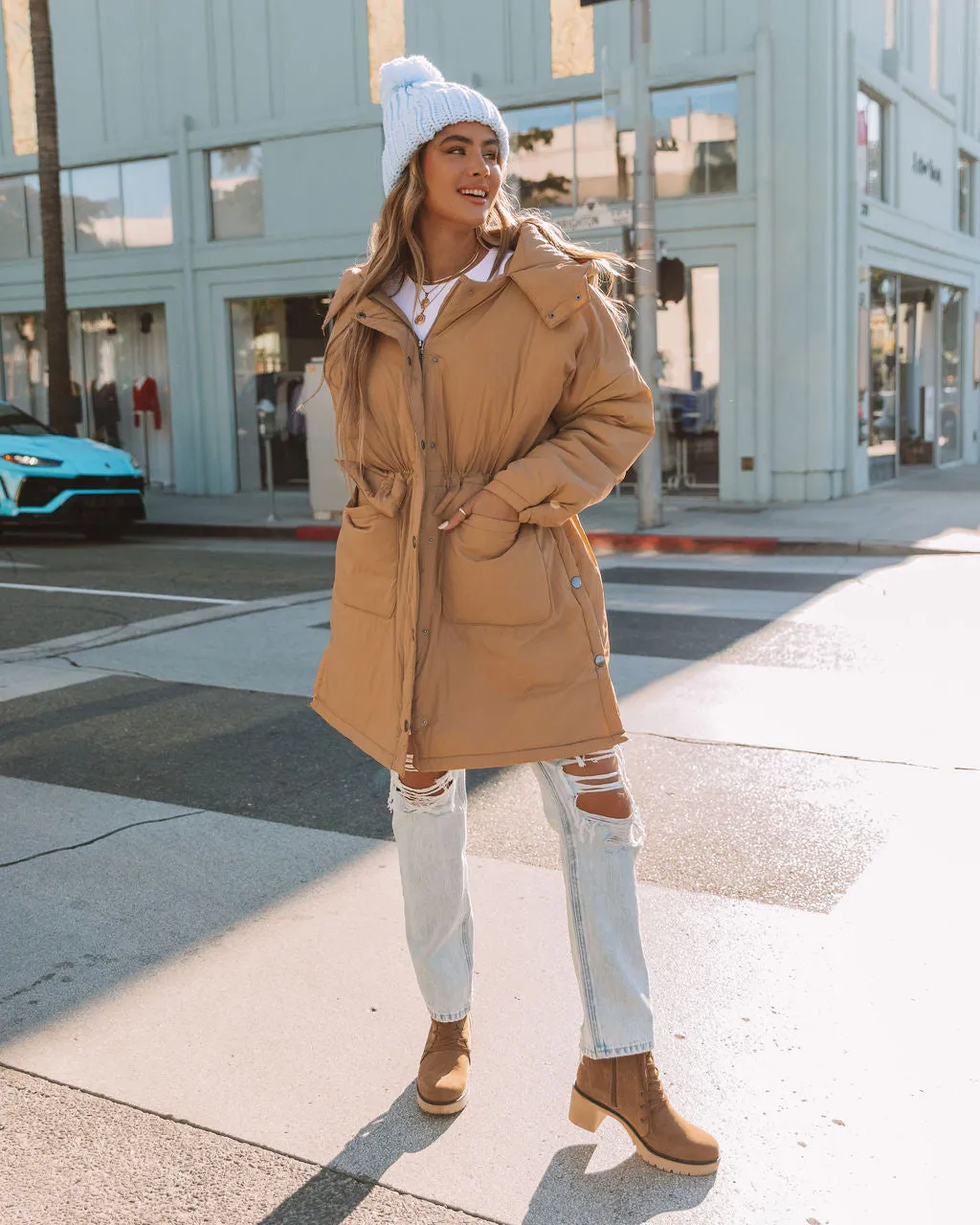 TastyHottie - Cayo Pocketed Hooded Parka Jacket - Soft Camel