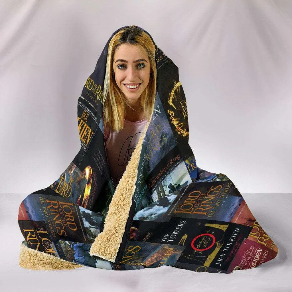 The Lord Of The Rings Book Cover Hooded Blanket