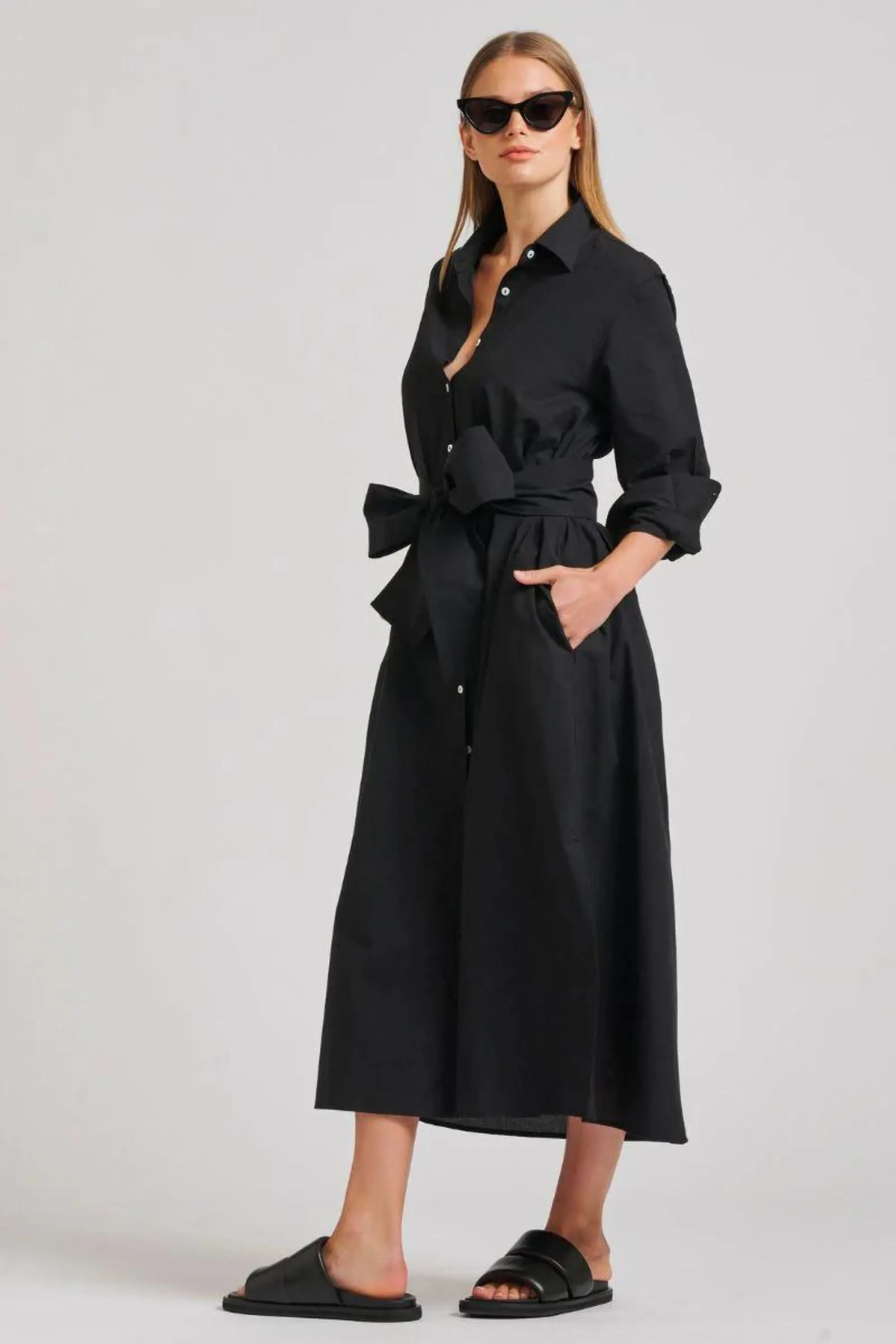 The Luna Long Shirt Dress | Black