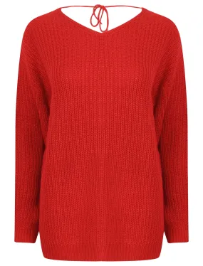 Tiah Twist Back Knitted Jumper in Crimson - Tokyo Laundry